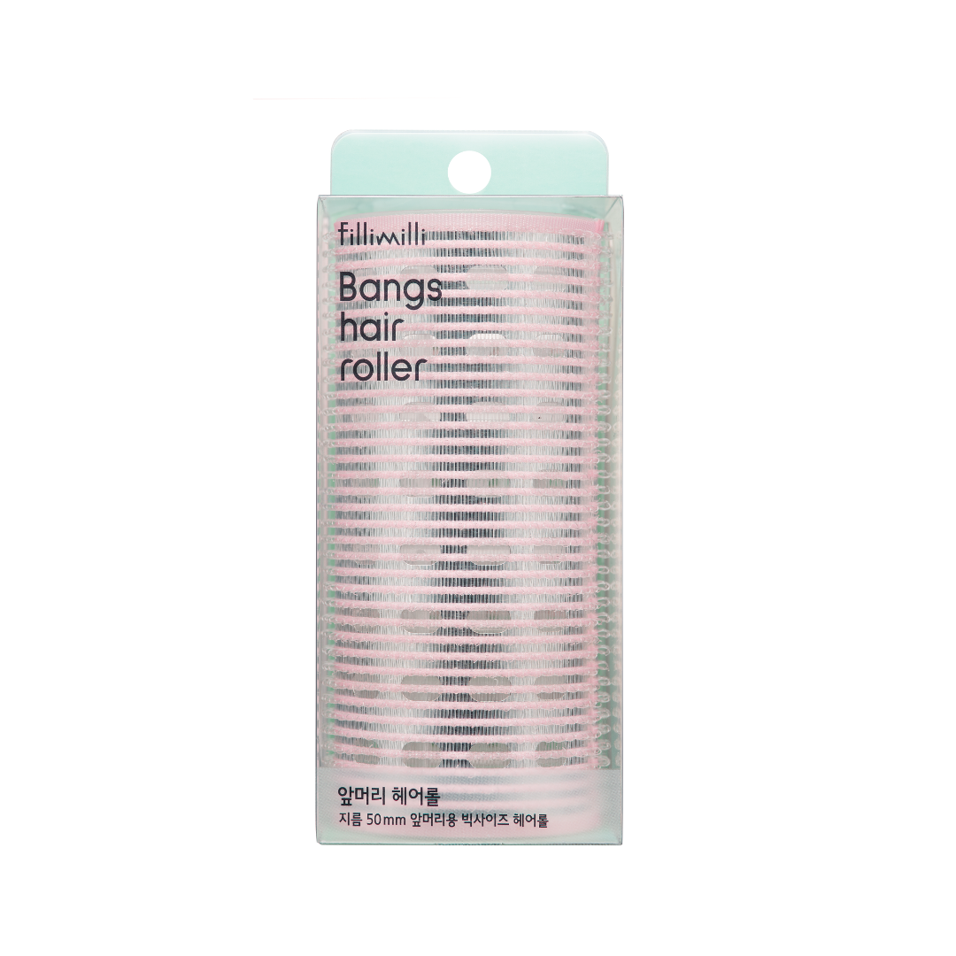 Fillimilli bangs hair roller for styling, showing a close-up of the black roller with textured surface for creating bangs.