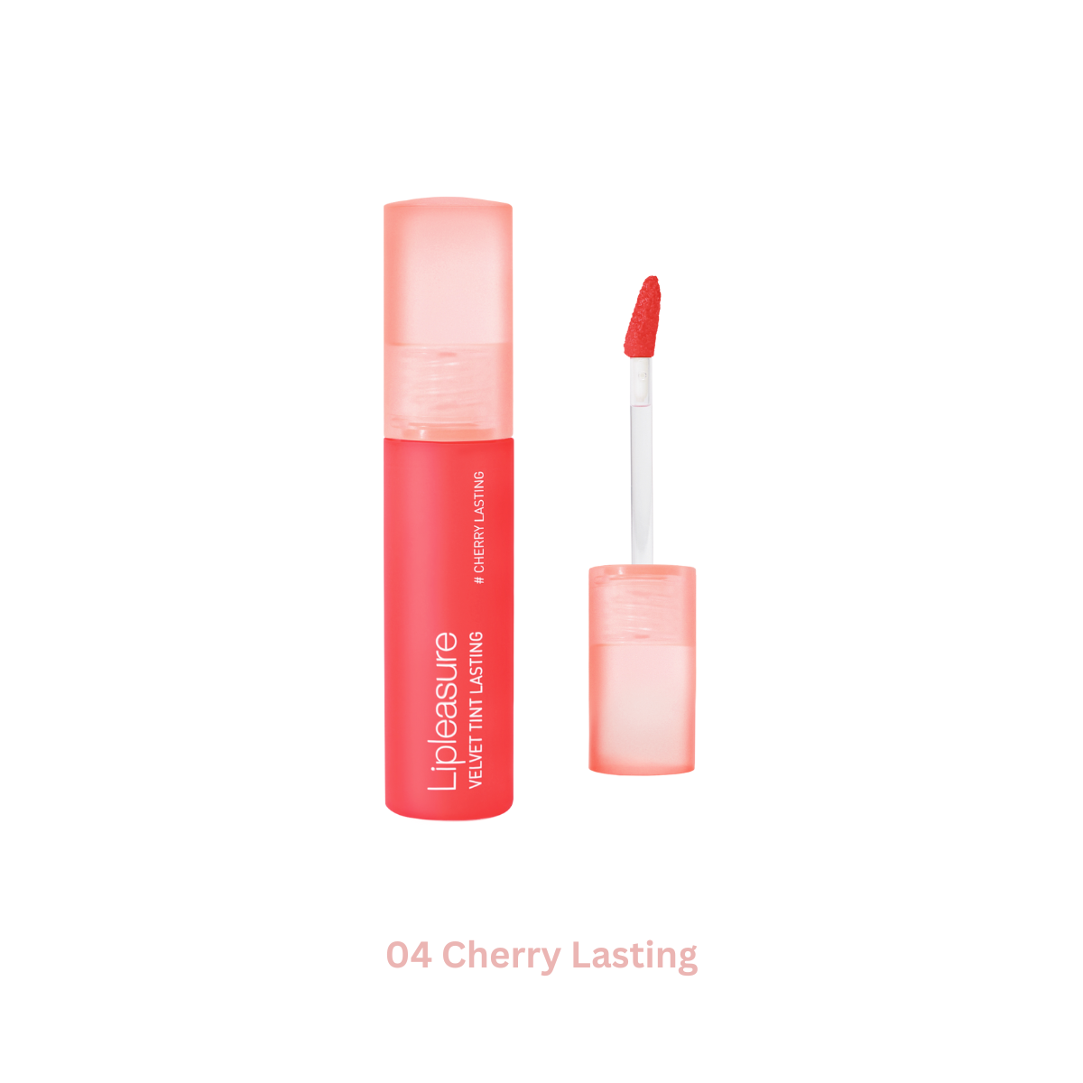 MAKEheal Lipleasure Velvet Tint Lasting lip tint in a sleek tube, showcasing the soft velvet texture and vibrant color on the applicator.