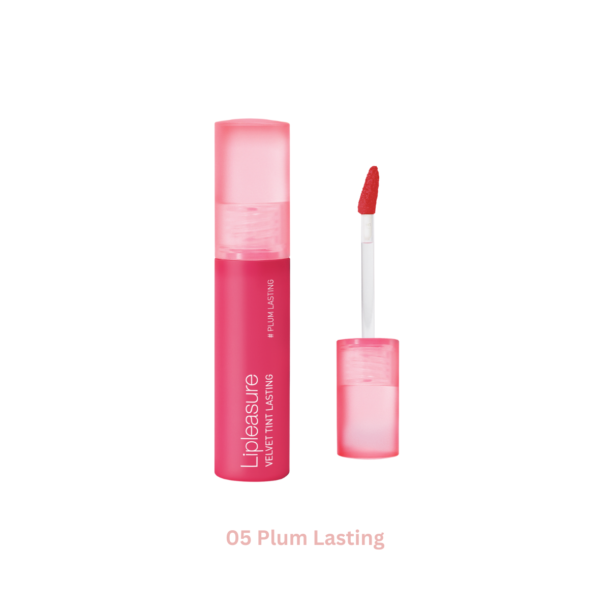 MAKEheal Lipleasure Velvet Tint Lasting lip tint applied on lips with a smooth velvet finish, showcasing its rich color and sleek texture.