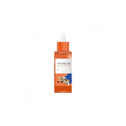Round Lab soybean panthenol ampoule 50ml, clear glass bottle with dropper cap, used for skincare and hydration.