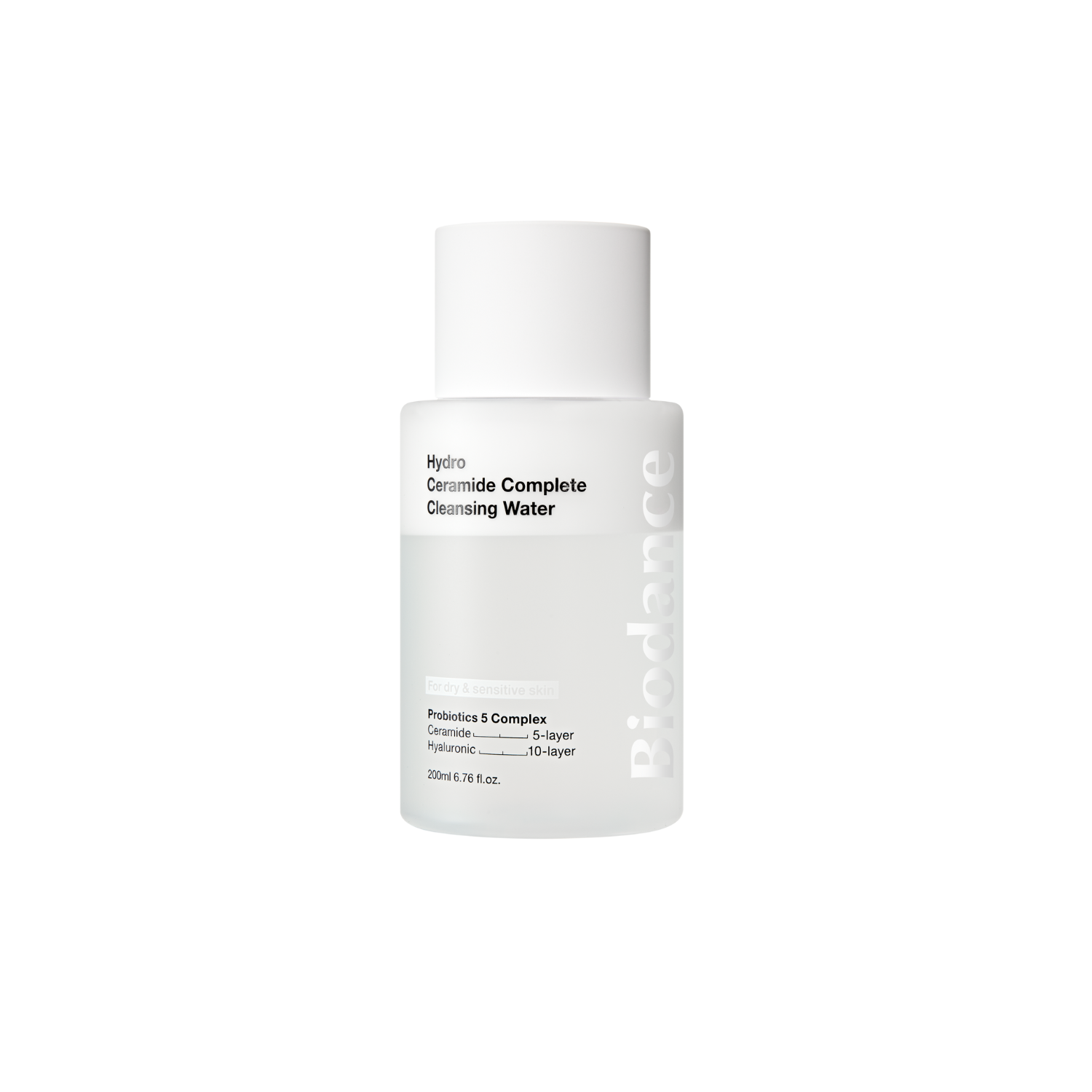 Biodance Hydro Ceramide Complete Cleansing Water in a 200ml bottle, oil-free micellar water with clear liquid and label.