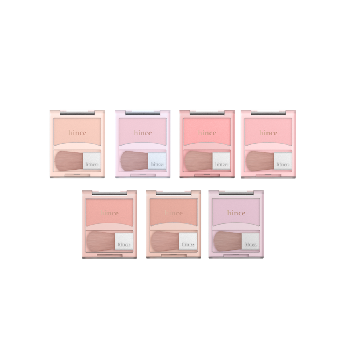 Hince Hug Layer Cheek Blush in a soft pink shade, showing the blush compact with blush and mirror inside.