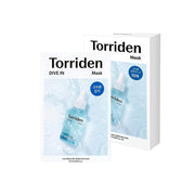 Torriden Dive-In Low Molecule Hyaluronic Acid Sheet Mask box with 10 individually packaged sheet masks for hydration and skin nourishment.