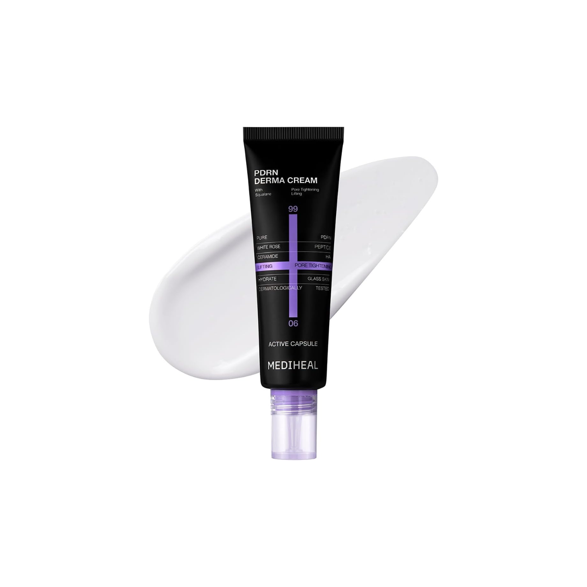 Mediheal Derma Cream PDRN Lifting face moisturizer in 50ml jar, smooth texture and hydrating formula for skin rejuvenation.