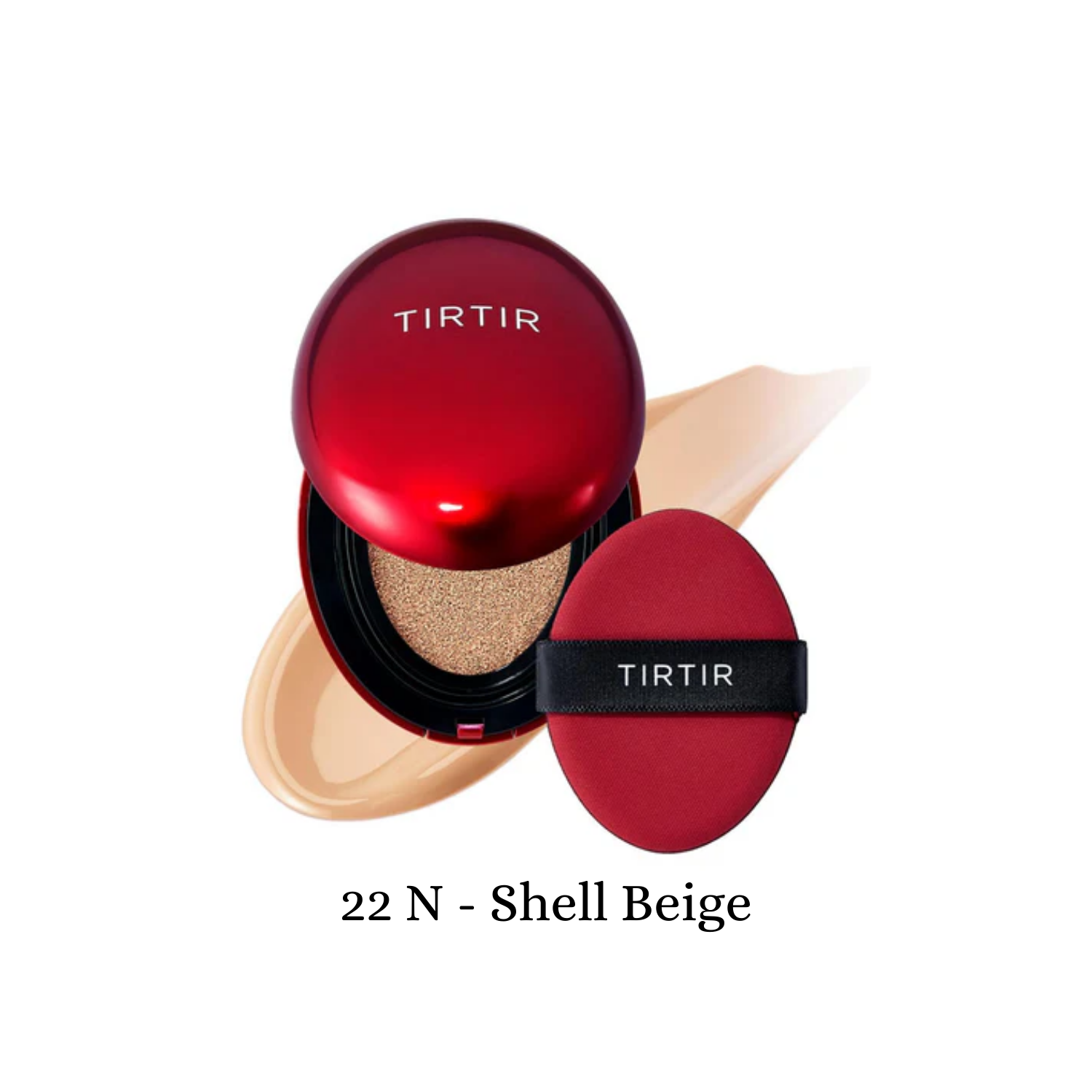TIRTIR Mask Fit Red Cushion foundation in a compact case with a mirror and applicator, designed for a flawless makeup look.