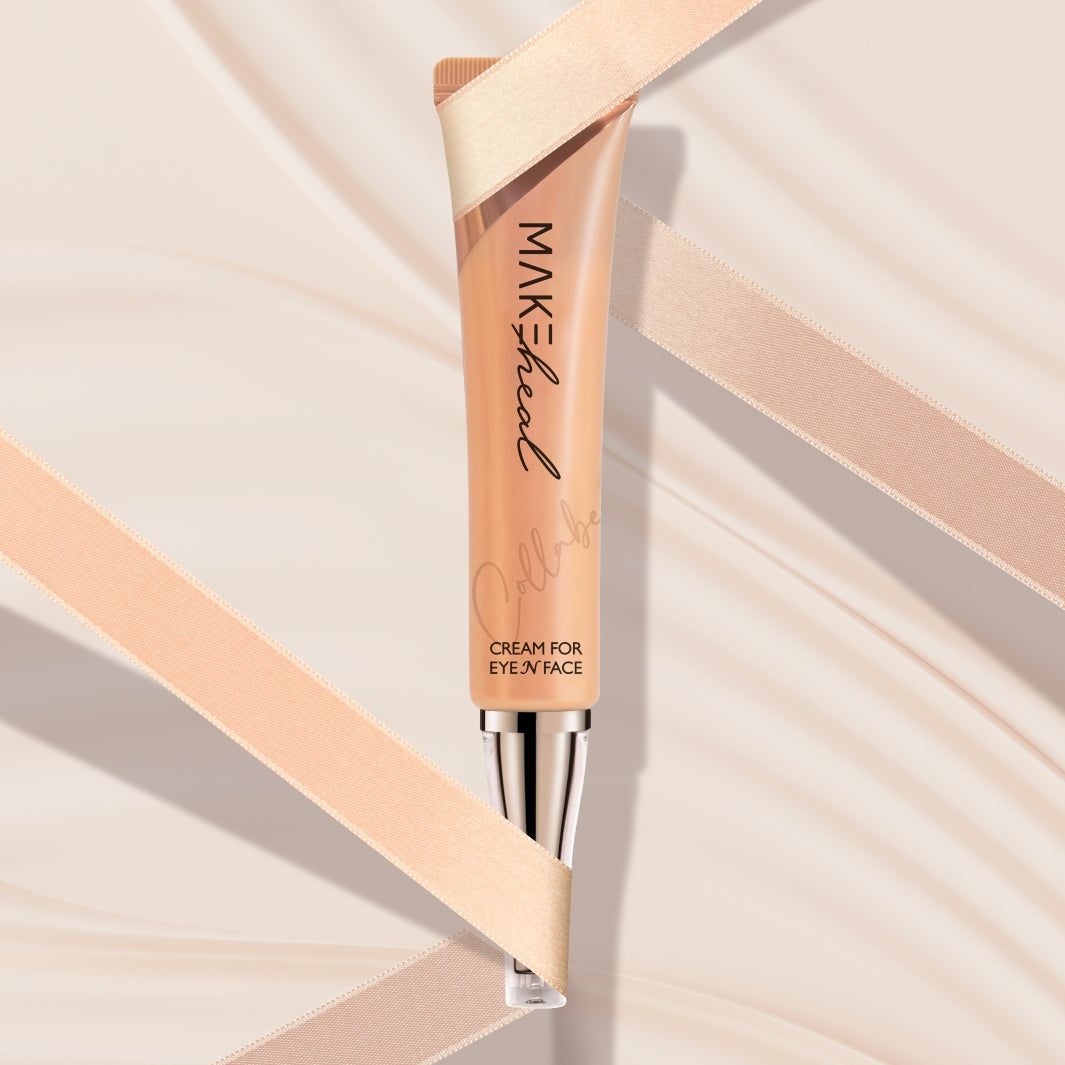 Makeheal Cllabeau Eye and Face Cream in 25ml jar, showing the cream's smooth texture and white packaging.