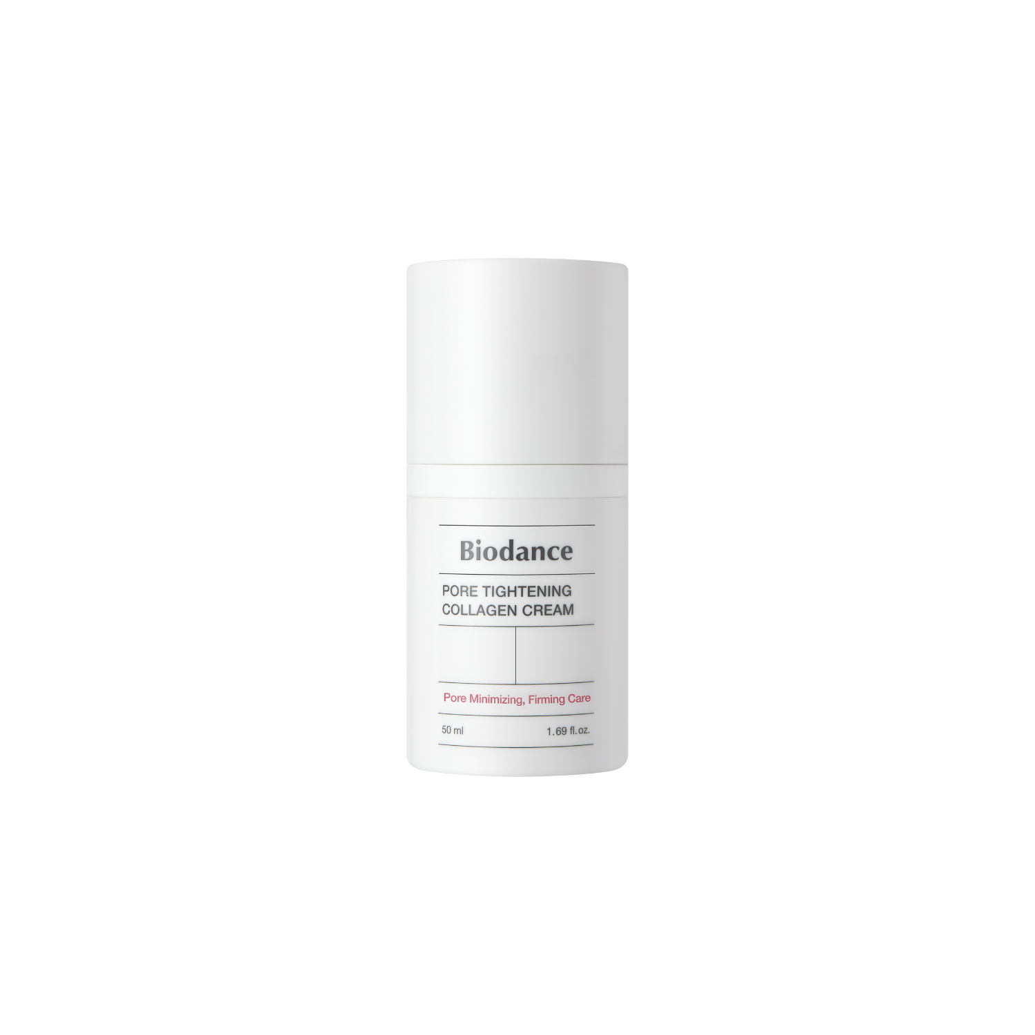 Biodance pore tightening collagen face moisturizer in 50ml jar with smooth cream texture visible.