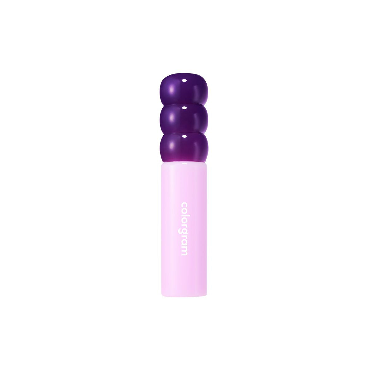 Colorgram Fruity Glass Gloss lip tint in a clear glass container with a vibrant, fruity-colored tint visible inside.