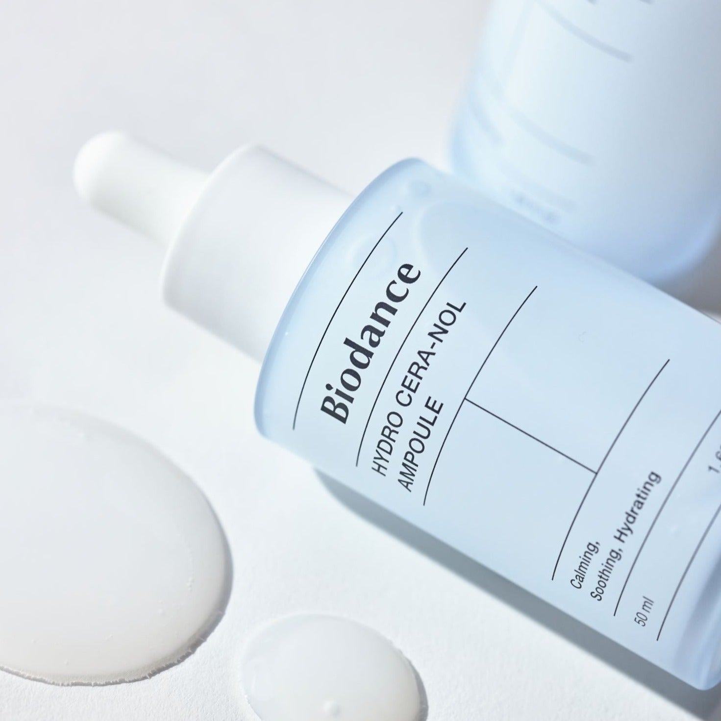 Biodance Hydro Cera-nol Ampoule in 50ml bottle, clear liquid skincare product with dropper for hydration and skin nourishment