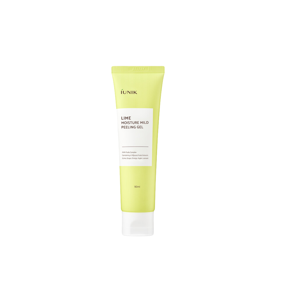 iUNIK Lime Moisture Mild Peeling Gel 120ml exfoliates skin with gentle lime-infused formula in a clear tube