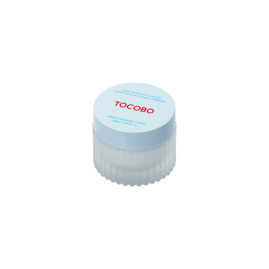 TOCOBO Multi Ceramide Cream face moisturizer in 50ml jar, showing smooth, creamy texture and white packaging.