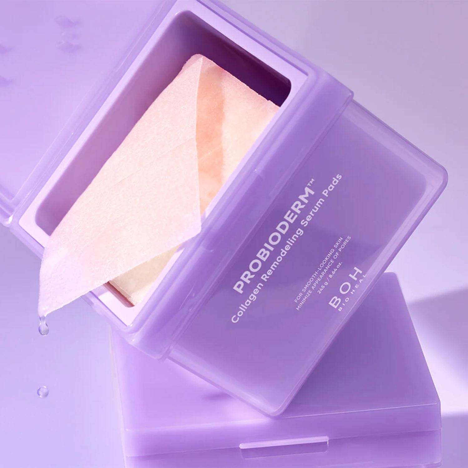 Bioheal BOH Probioderm Collagen Remodeling Serum Pads, toner pads for skincare, shown in a container with 70 pads.