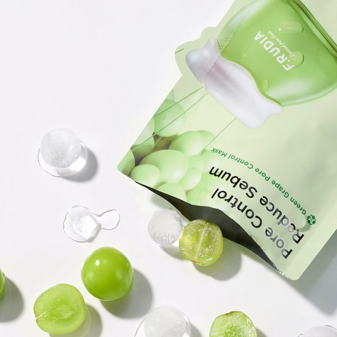 Frudia Green Grape Pore Control Sheet Mask showing a sheet mask with green grape extract and packaging.