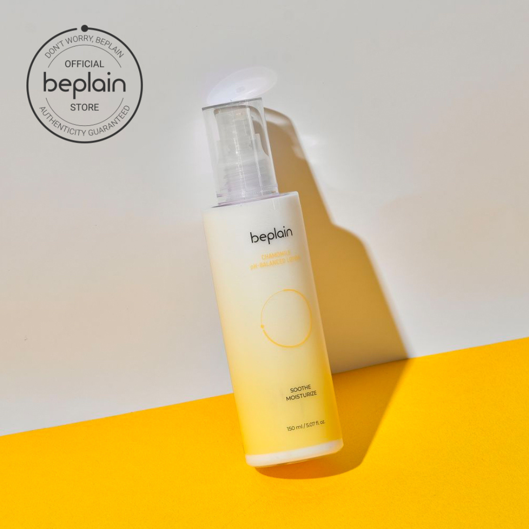 Beplain Chamomile pH-Balanced Face Moisturizer in 150ml bottle, gentle lotion for soothing skincare