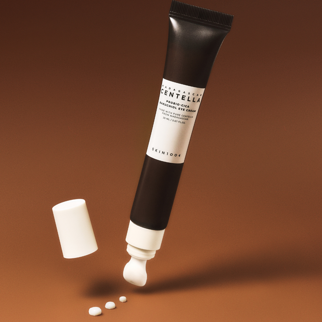 SKIN1004 Centella Probio-cica Bakuchiol Eye Cream in 20ml jar, showing the creamy eye care product with packaging.