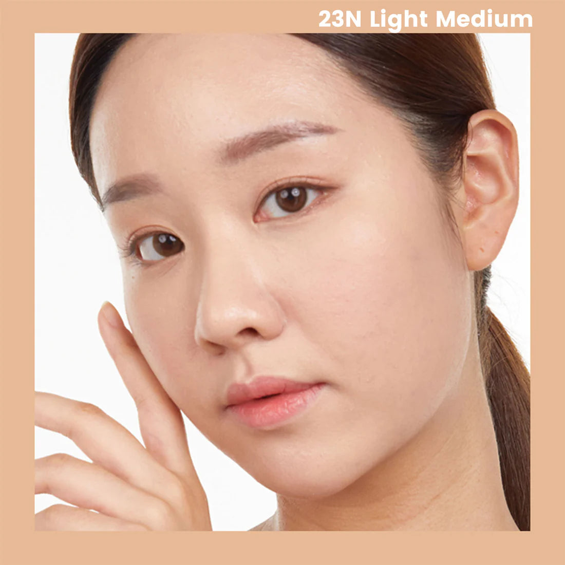 Heimish Moringa Ceramide BB Cream in 23N Light-Medium shade, showing smooth, blended skin tone with lightweight coverage.