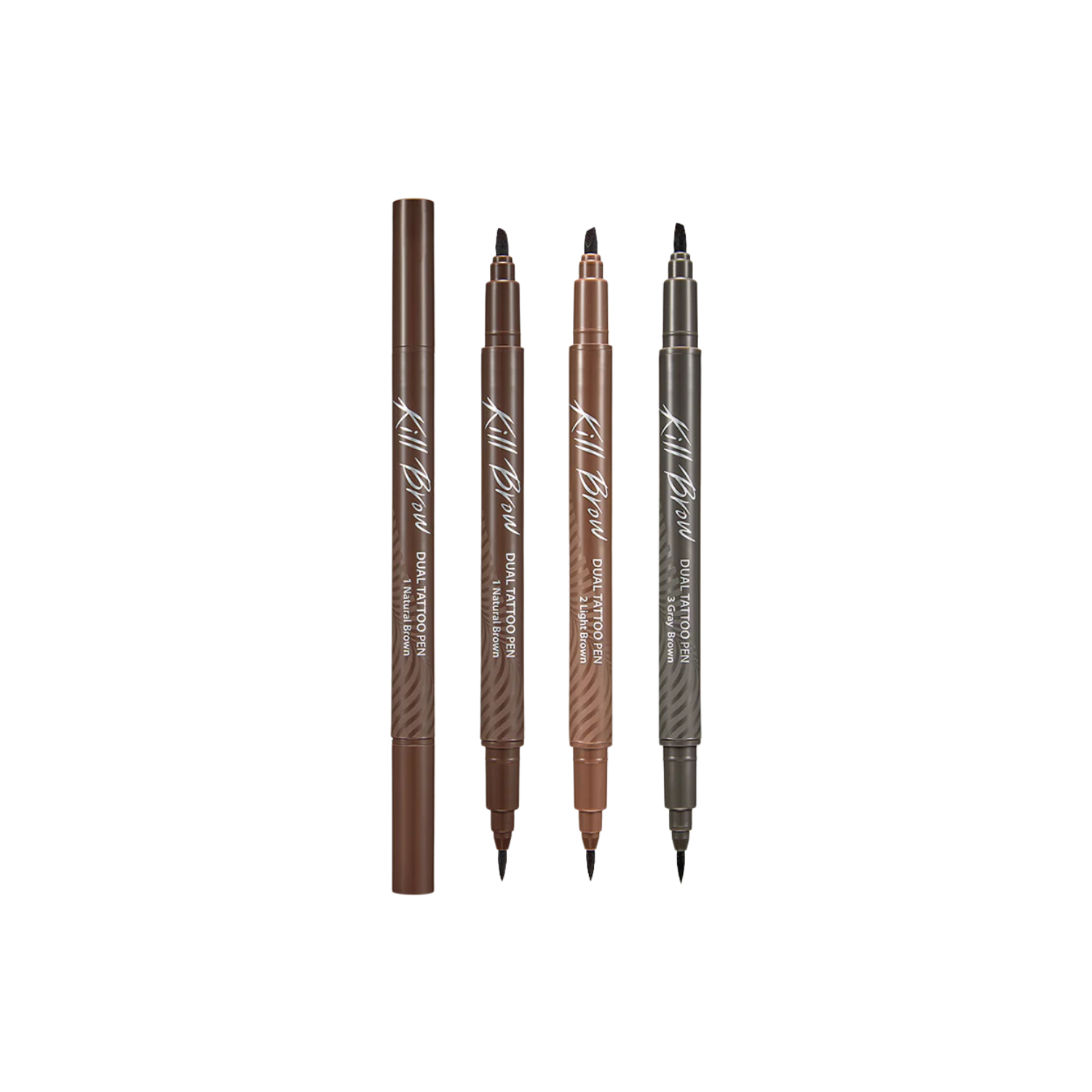 Clio Kill Brow Dual Tattoo Pen Set for eyebrows with two pens, featuring fine tips for precise brow tattooing and detailing.
