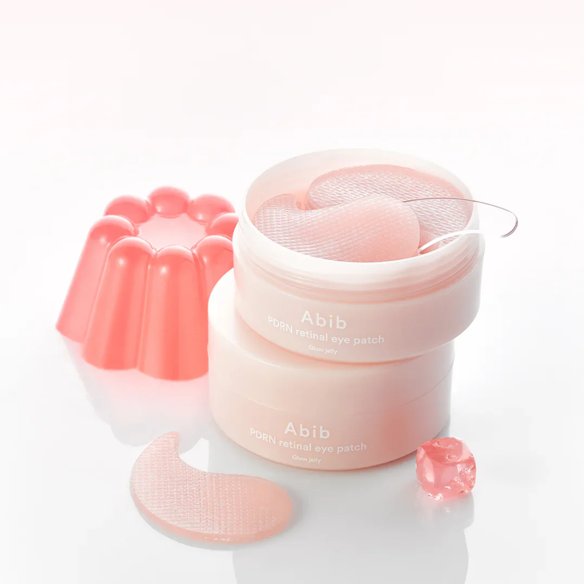 Abib PDRN Retinal Eye Patch Glow Jelly, 60-piece pack, featuring soothing eye patches with jelly texture for skin revitalization.