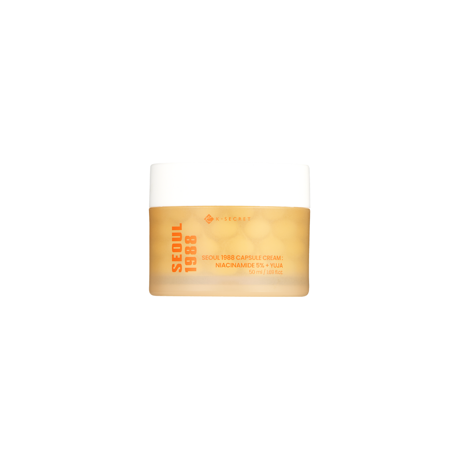 Seoul 1988 Capsule Cream face moisturizer by K-Secret with niacinamide 5% and yuja extract in a 50ml jar