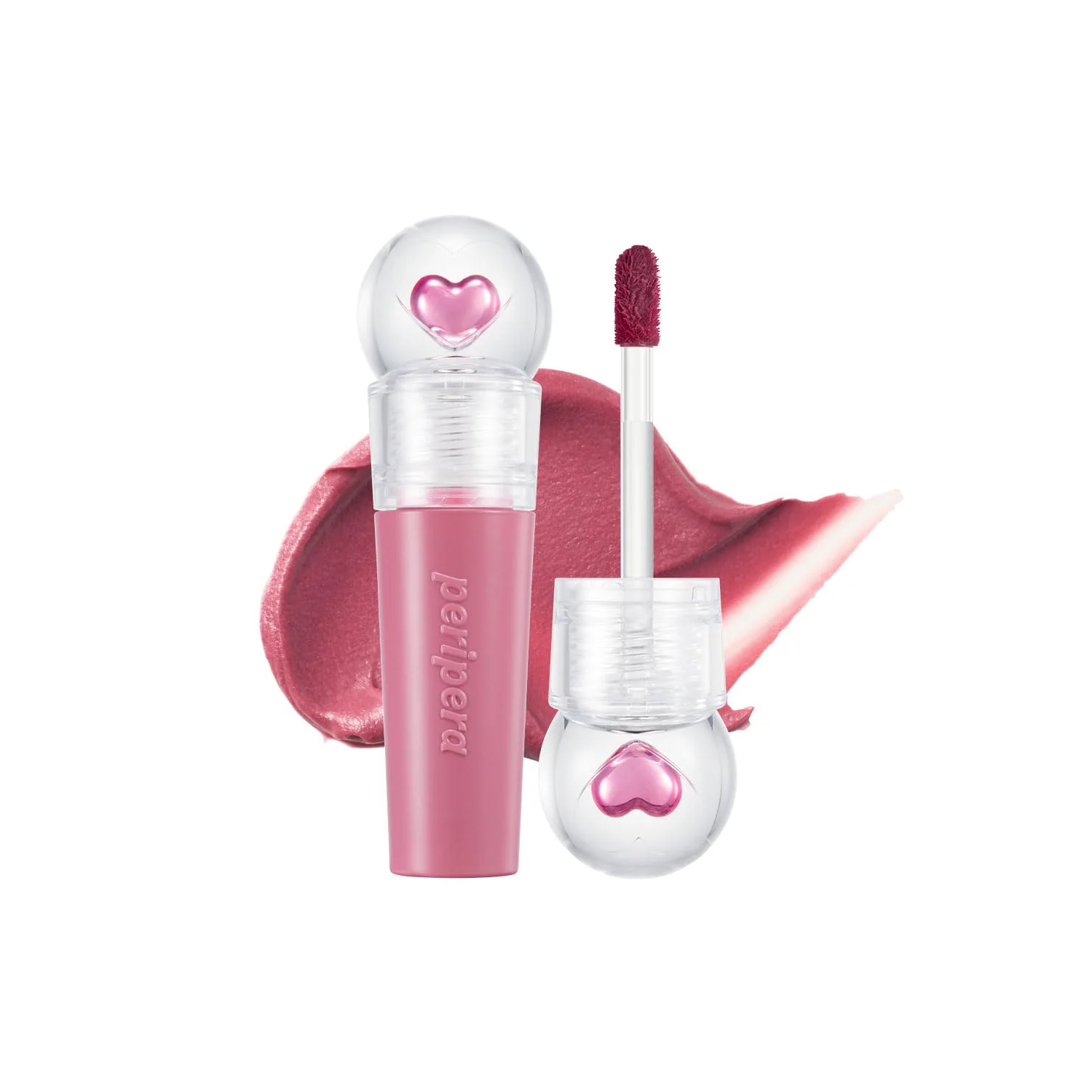 Peripera Ink Jellable Lip Tint in a vibrant shade, showcasing the glossy, gel-like texture and applicator tip.
