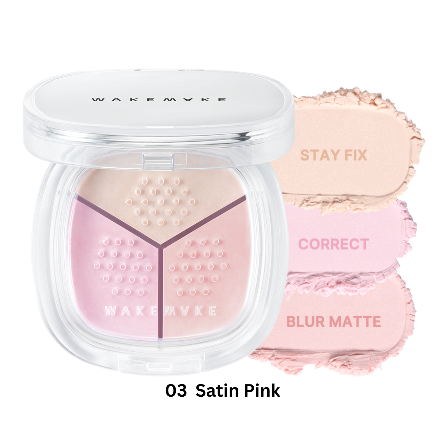 Wakemake Stay Fixer Multi-Color Setting Powder in a compact with a colorful, multi-shade powder for matte finish and makeup setting