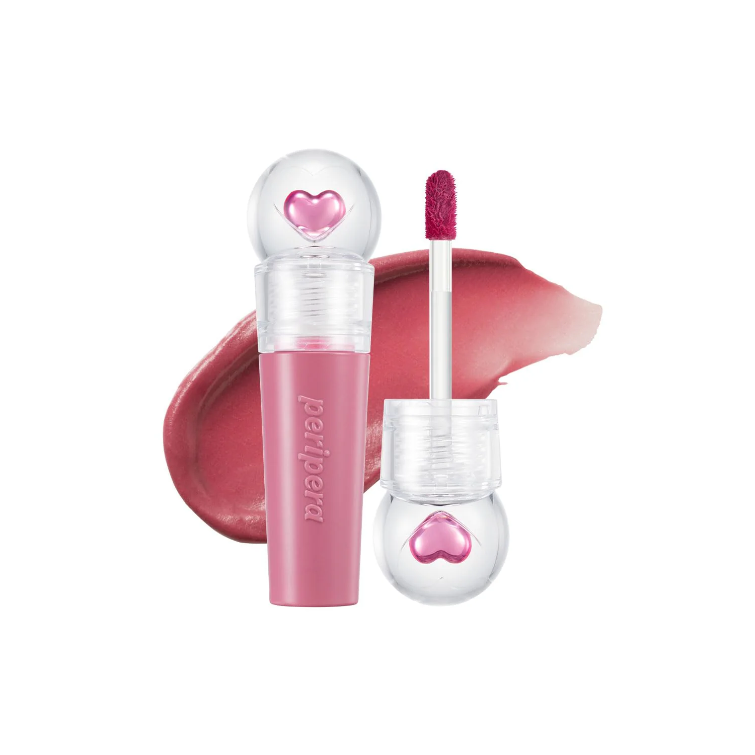 Peripera Ink Jellable Lip Tint in a vibrant shade, showing the glossy, jelly-like texture and applicator tip.