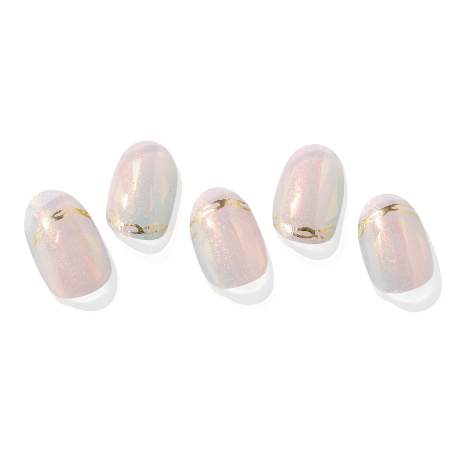 Semi-cured gel nail in N Pink Mermaid by Ohora, showcasing a glossy pink mermaid-themed nail design on natural nails.