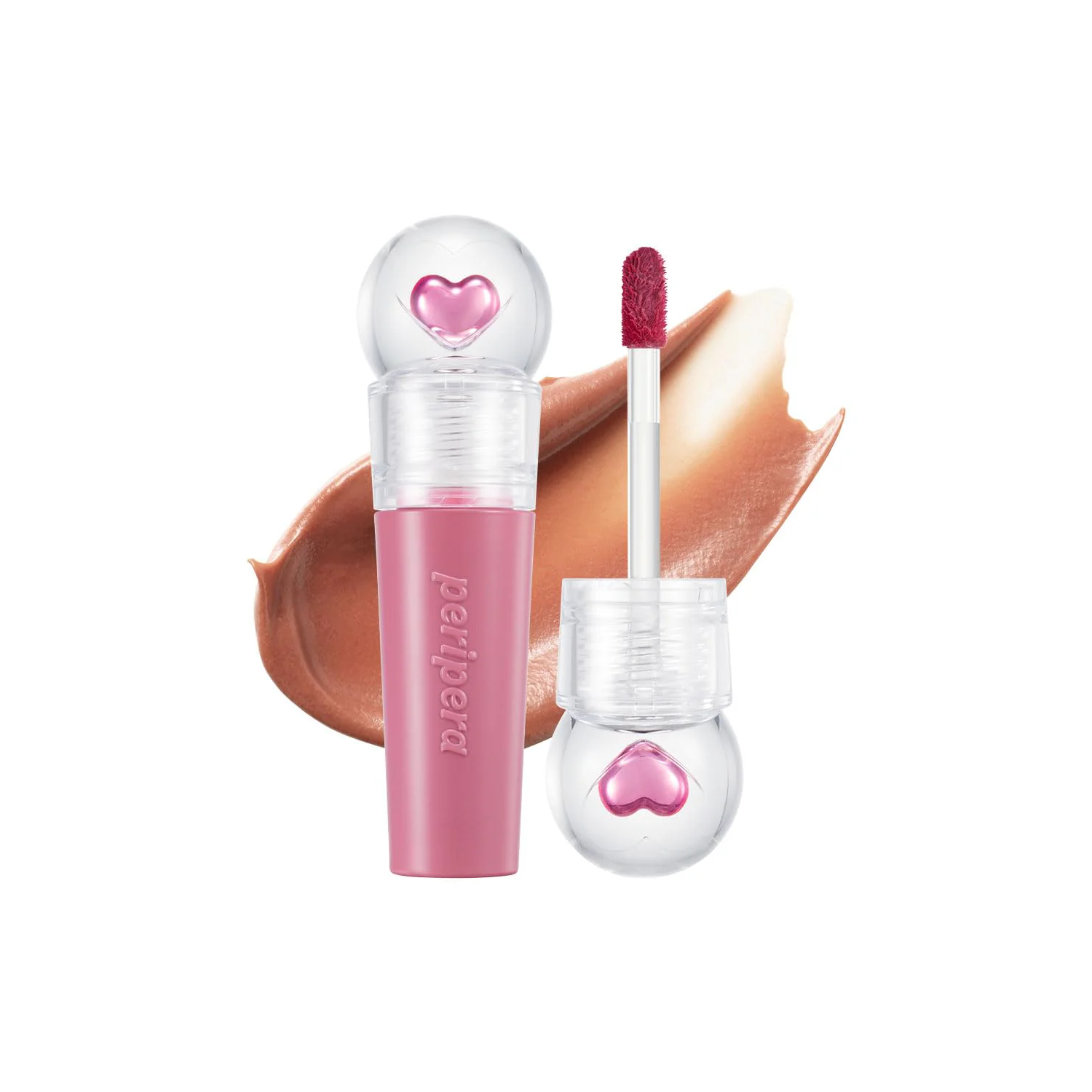 Peripera Ink Jellable Lip Tint in a vibrant pink shade, showcasing the glossy, jelly-like texture of the lip tint product.