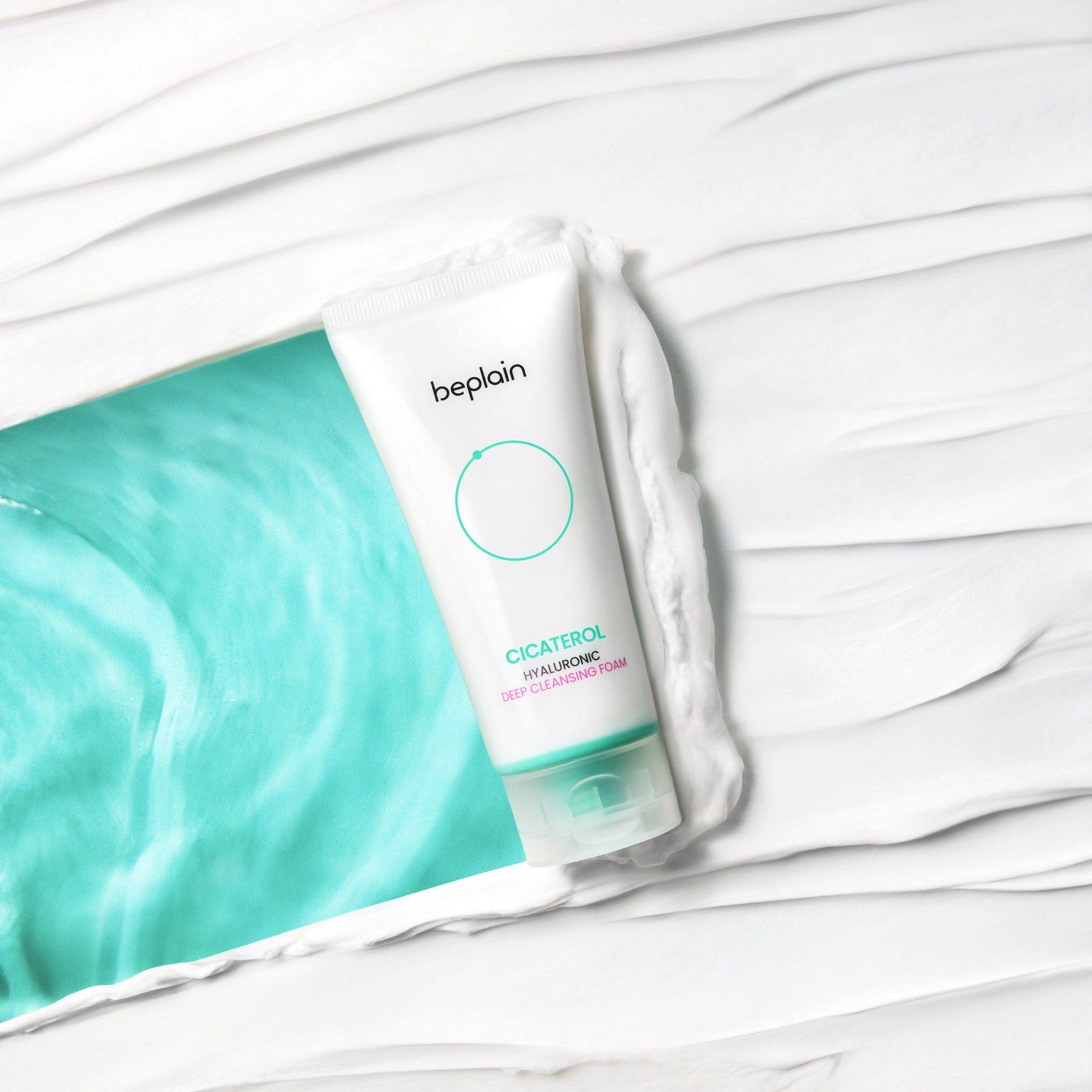 Beplain Cicaterol Hyaluronic Deep Cleansing Foam in a 120ml tube, showcasing the gel and foam cleanser for deep hydration and cleansing.