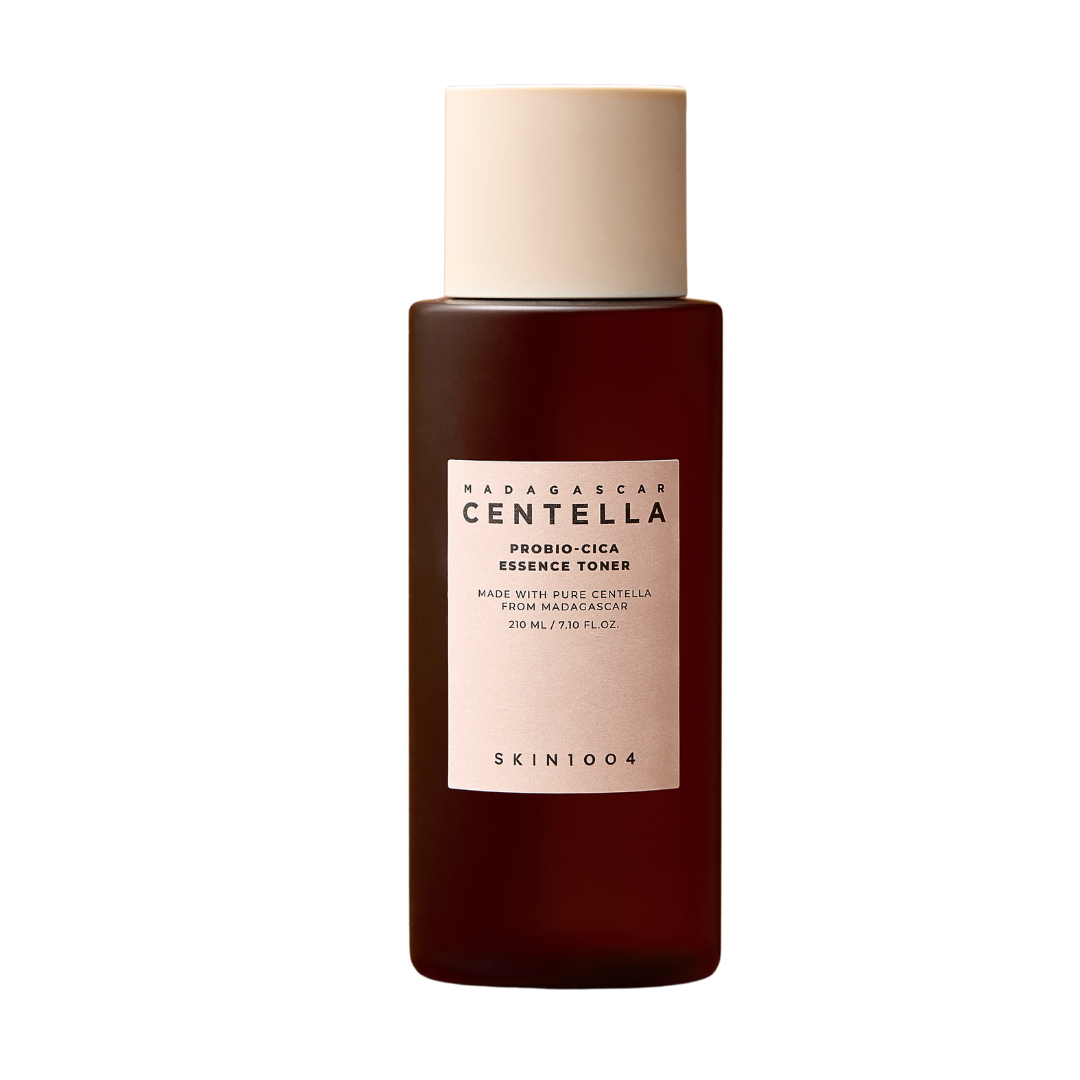 SKIN1004 Madagascar Centella Probio-Cica Essence Toner in 210ml bottle, featuring a clear liquid and minimalist packaging.