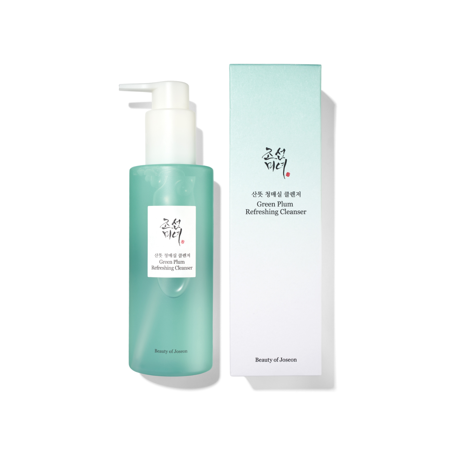 Beauty of Joseon Green Plum Refreshing Cleanser gel and foam cleanser with green plum extract, gentle and revitalizing skincare product.
