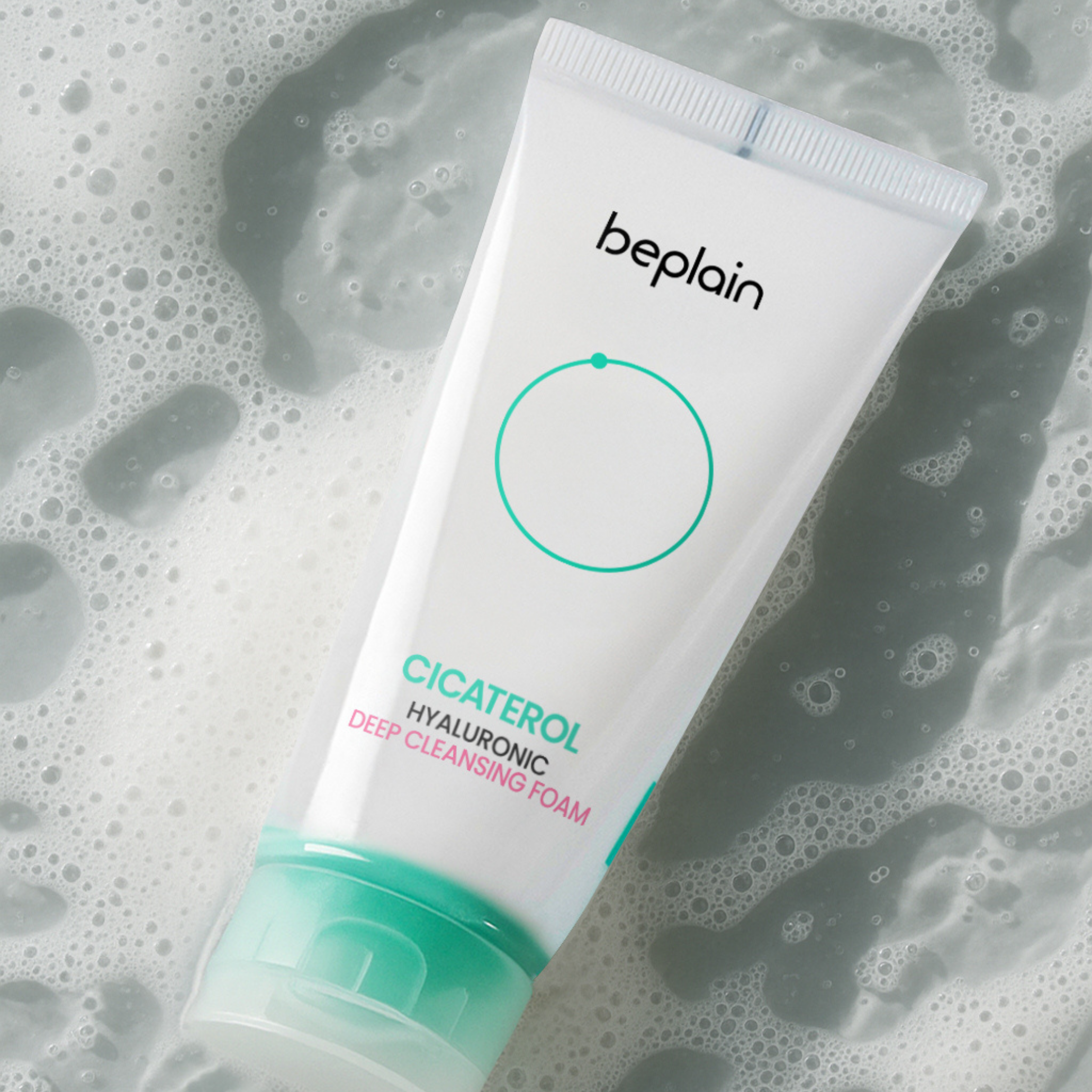 Beplain Cicaterol Hyaluronic Deep Cleansing Foam in a 120ml tube, a gentle gel and foam cleanser with hyaluronic acid for deep skin cleansing.
