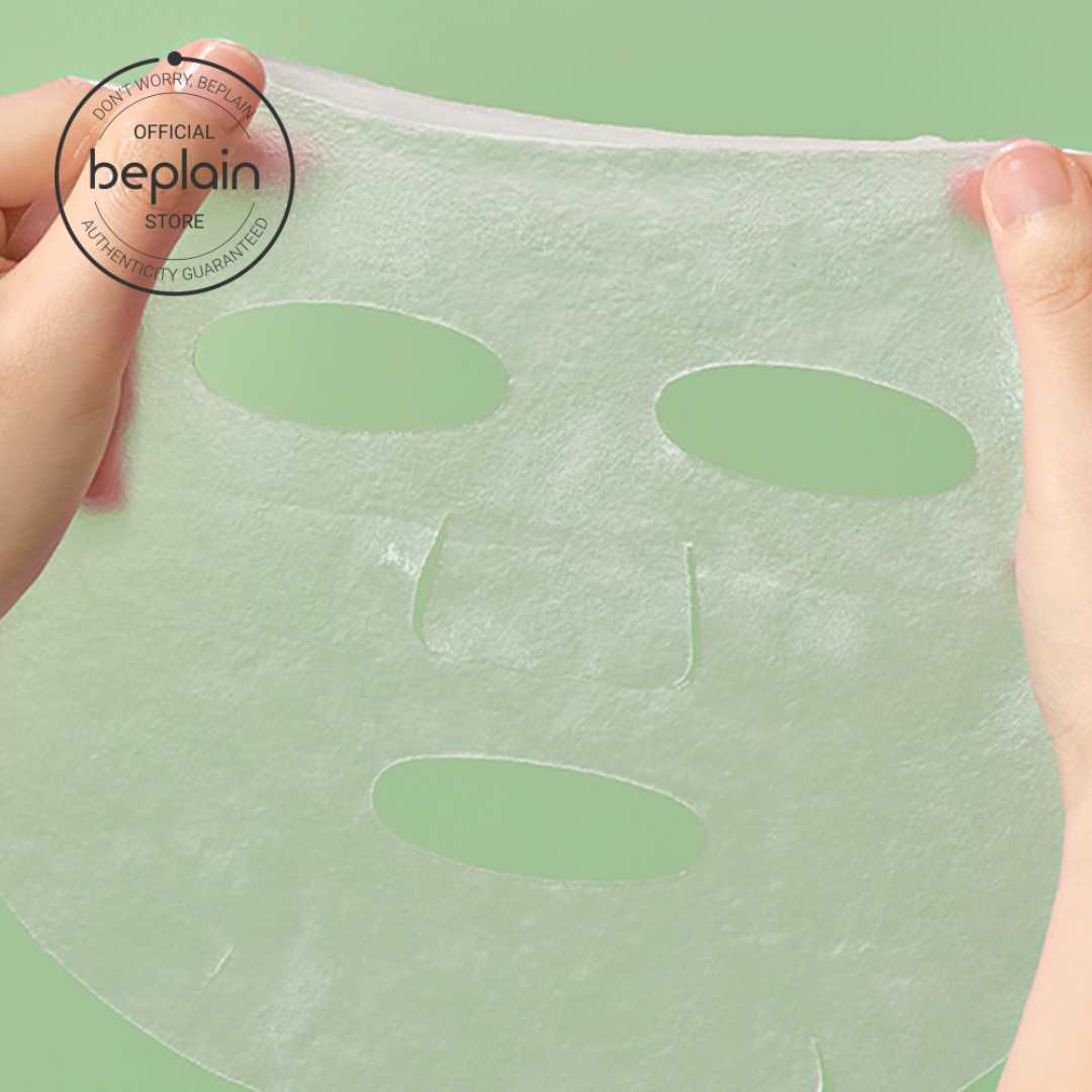 Beplain Cicaful Calming Sheet Mask with soothing ingredients, displayed on a clean white background.