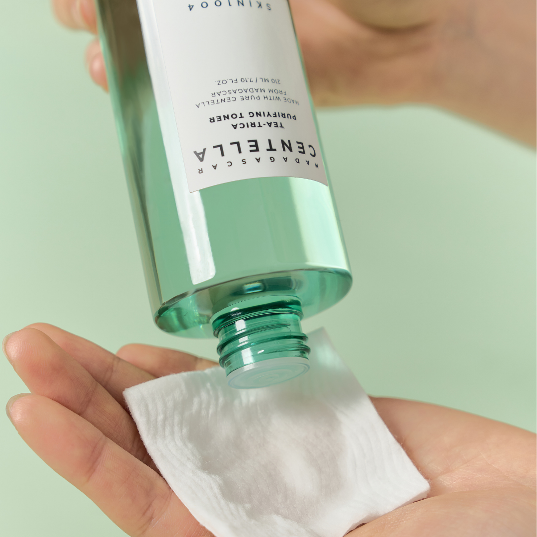 SKIN1004 Madagascar Centella Tea-Trica Purifying Toner in 210ml bottle with clear label and transparent cap, suitable for skincare.