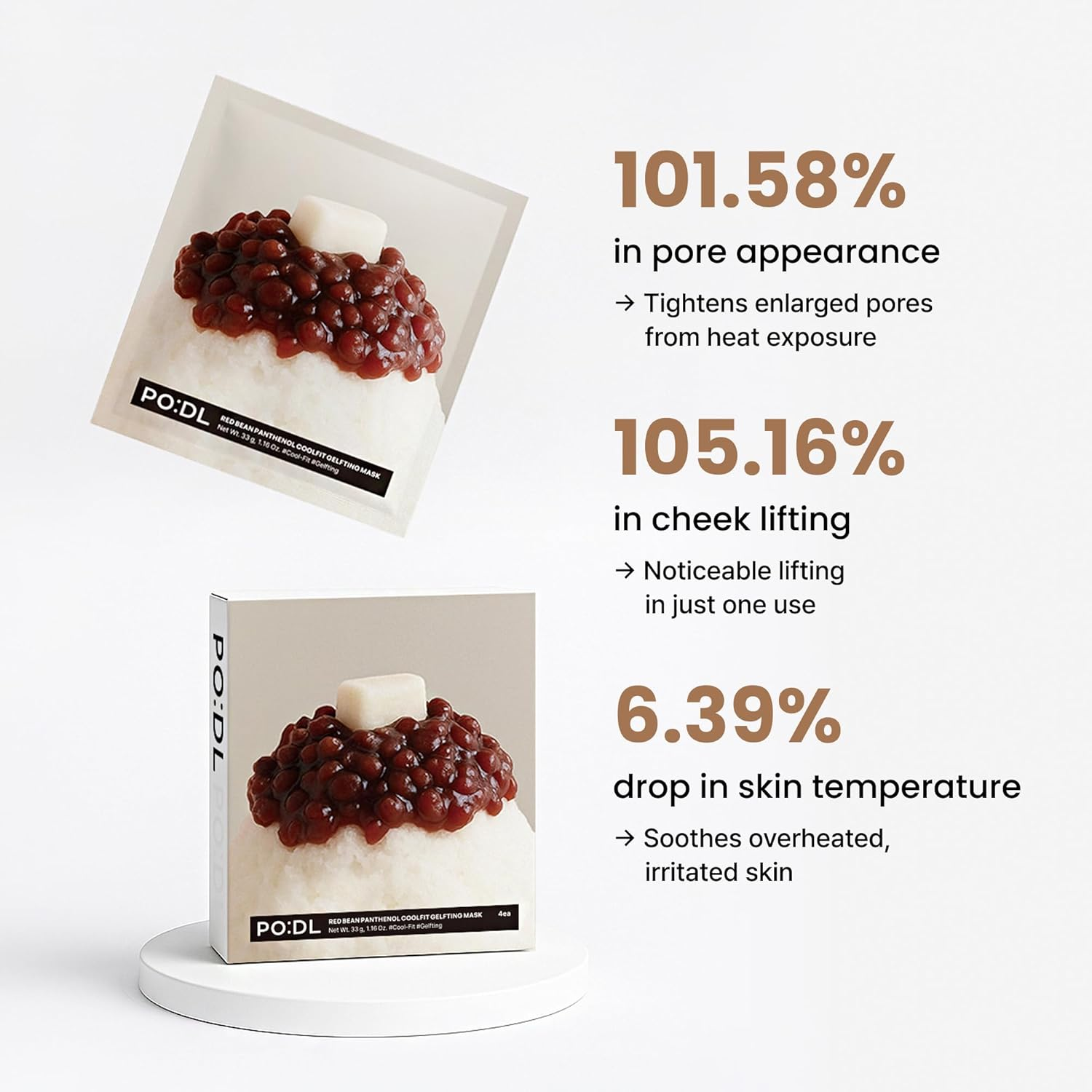 PO:DL Red Bean Panthenol Coolfit Gelfting Mask Box 4pcs - Shop K-Beauty in Australia