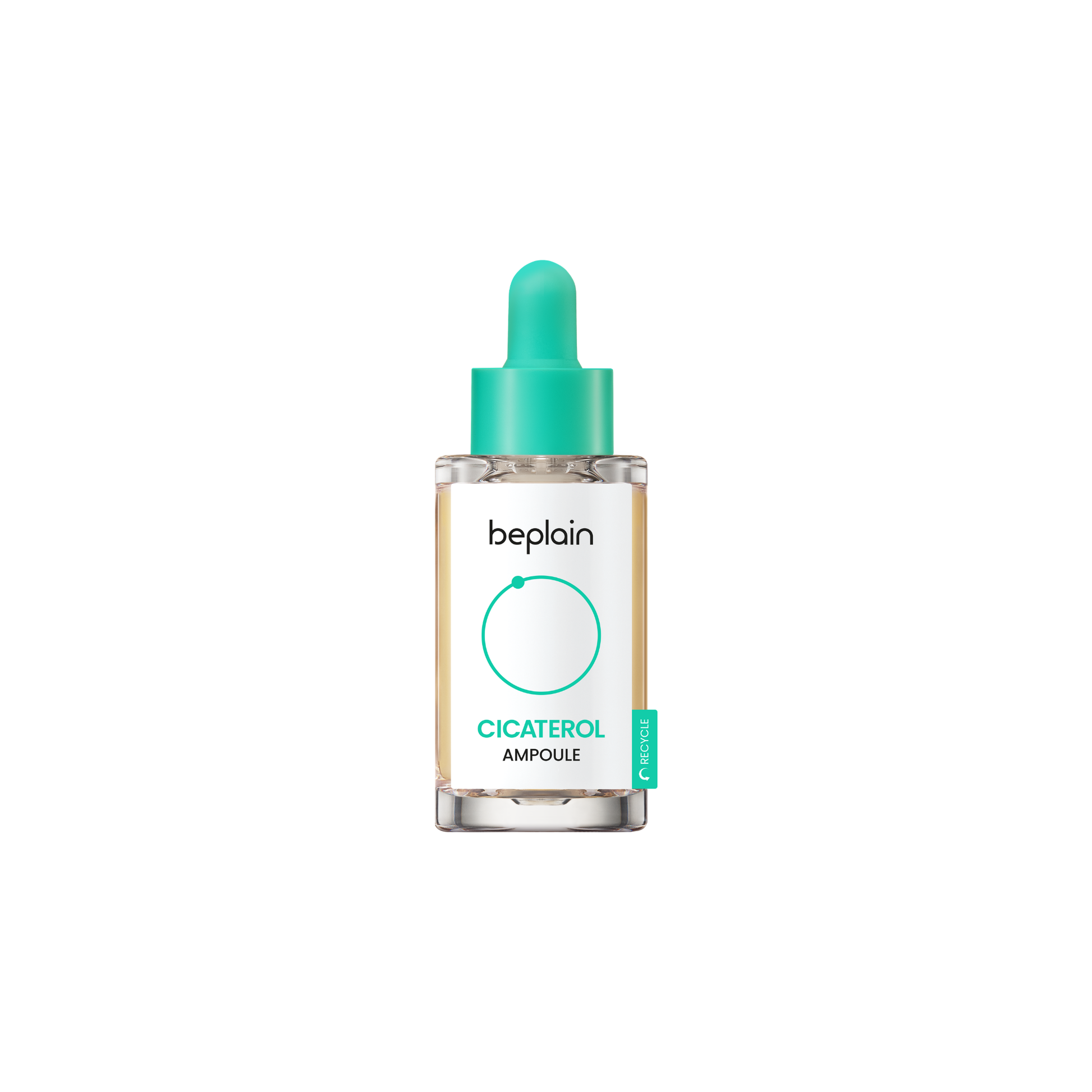 Beplain Cicaterol Ampoule 30ml bottle with clear liquid, skincare product for healing and soothing skin.