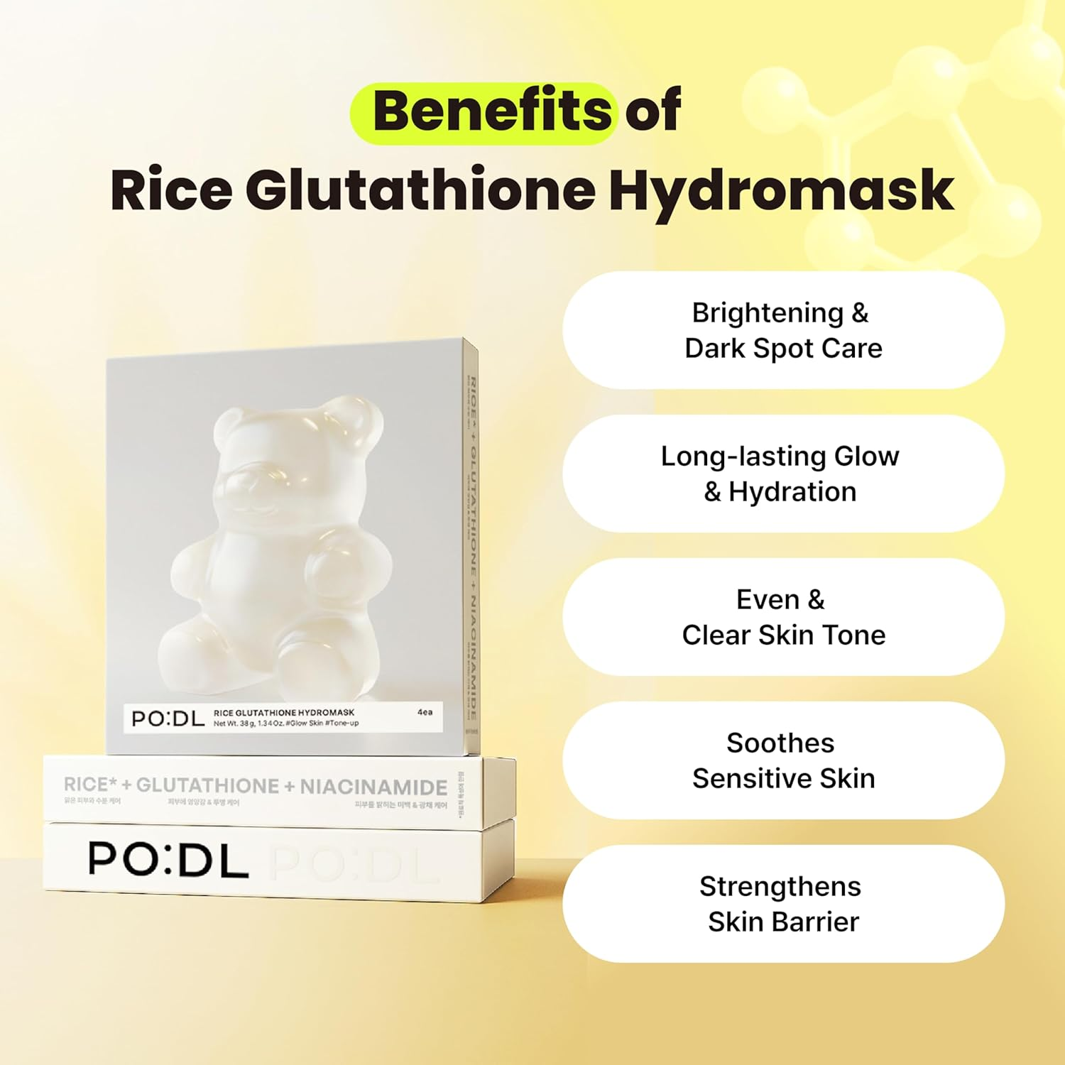 PO:DL Rice Glutathione HydroMask Box 4pcs - Shop K-Beauty in Australia