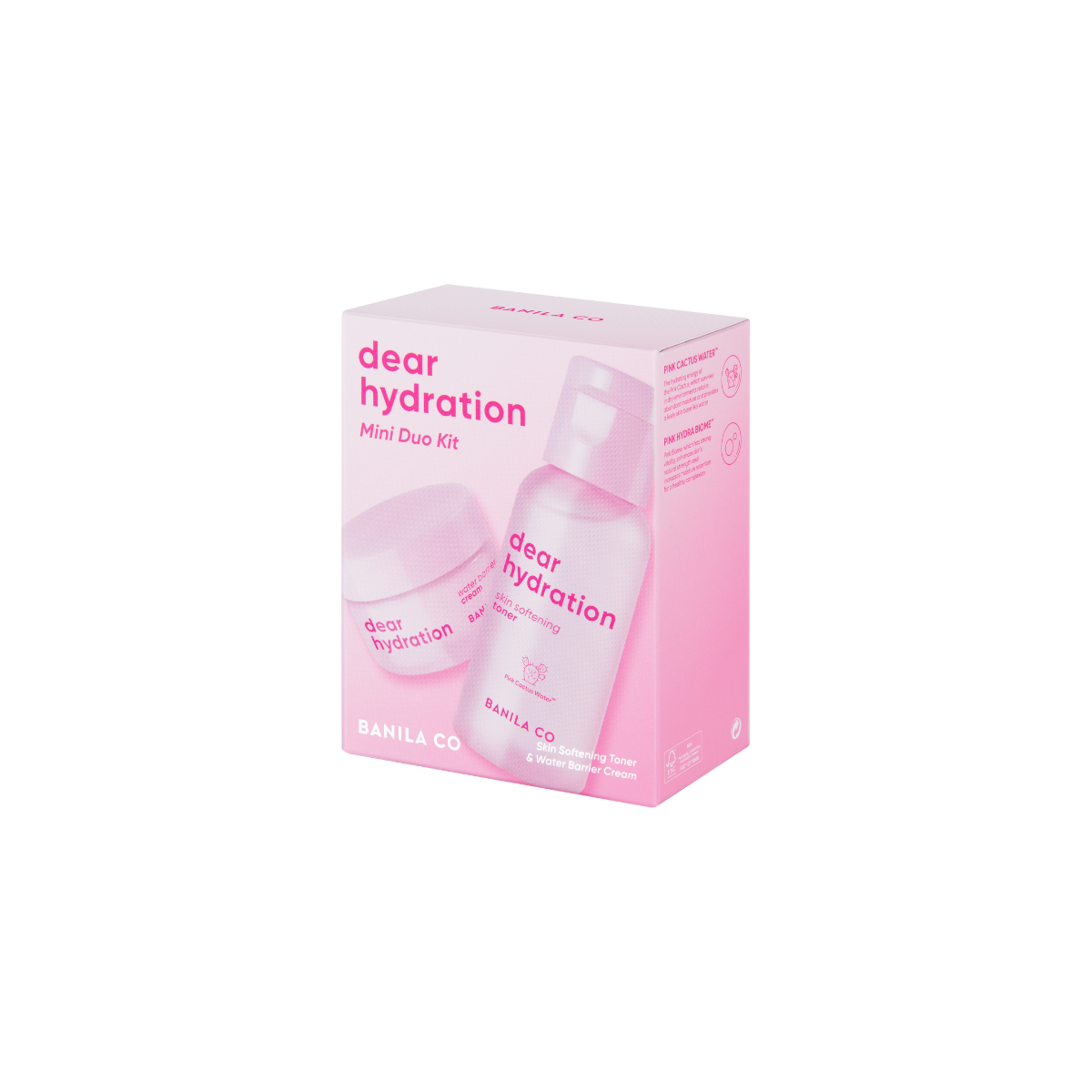 Banila Co Dear Hydration Mini Duo Kit with 30ml and 10ml skincare bottles showing moisturizing skincare set for hydration.
