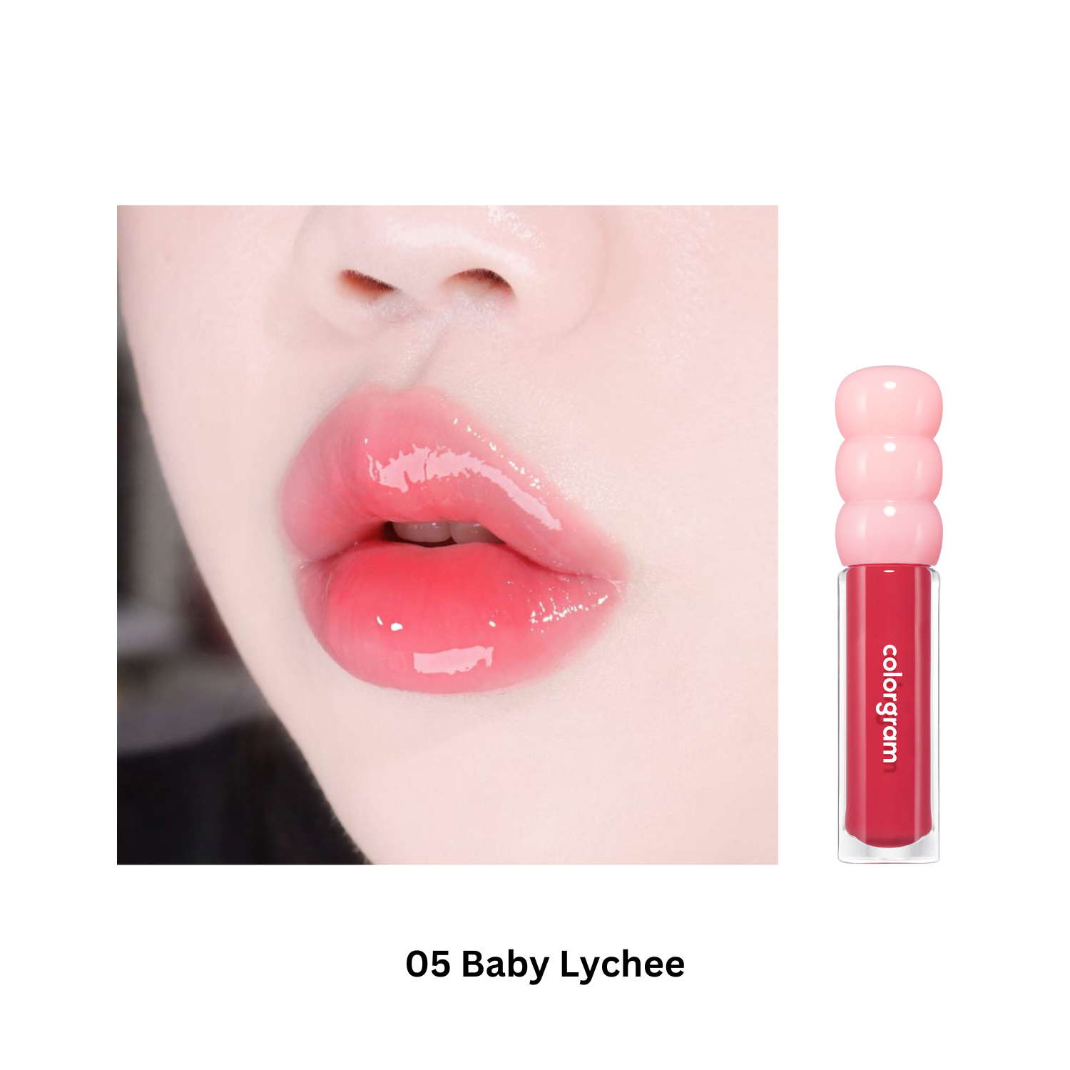 Colorgram Fruity Glass Gloss lip tint in a vibrant, glossy berry shade with a smooth, shiny finish.