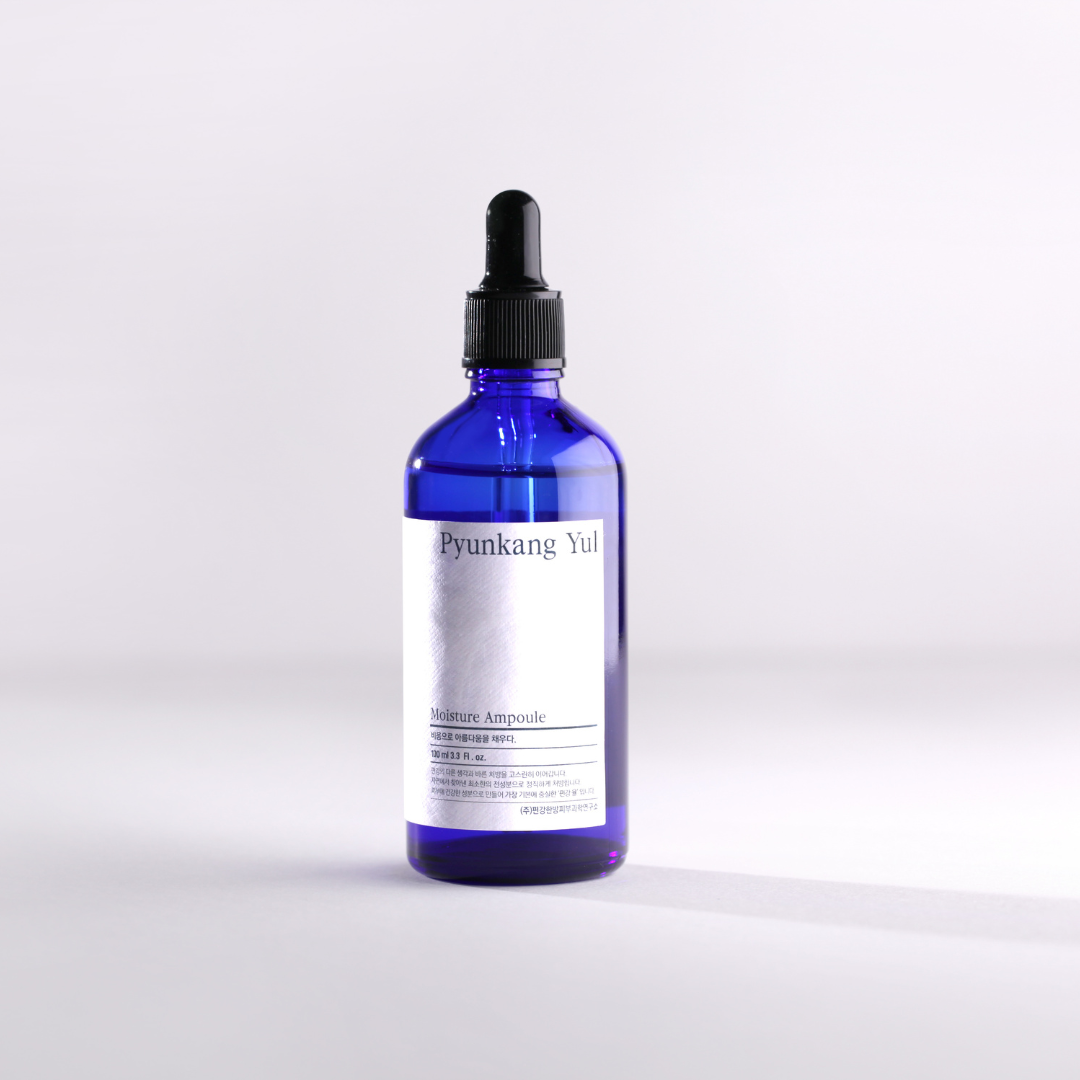 PyunKang Yul Moisture Ampoule 100ml bottle with clear label and pump dispenser, designed for hydrating skin.