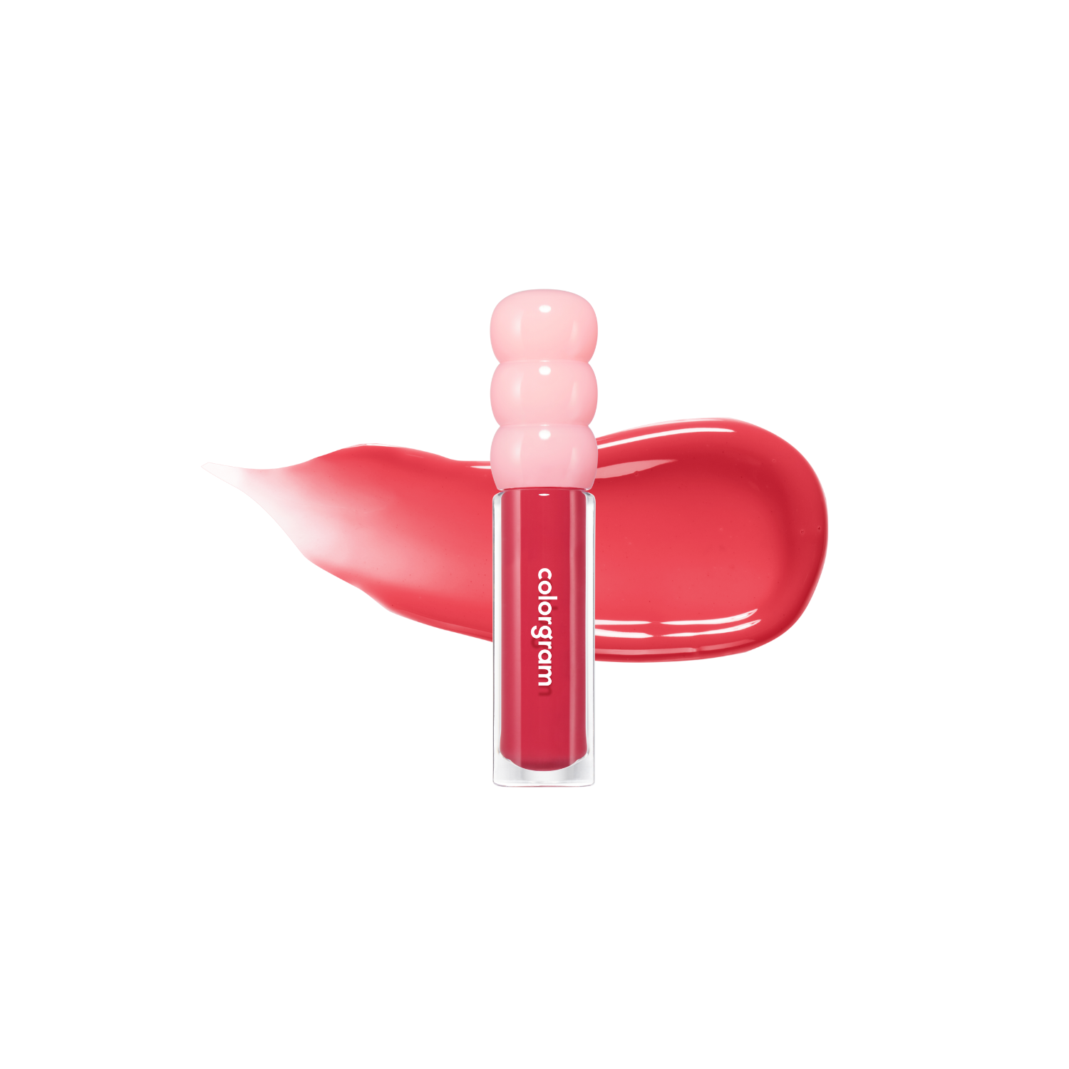 Colorgram Fruity Glass Gloss lip tint in a vibrant, glossy shade with fruity packaging, showcasing its shiny, smooth finish.