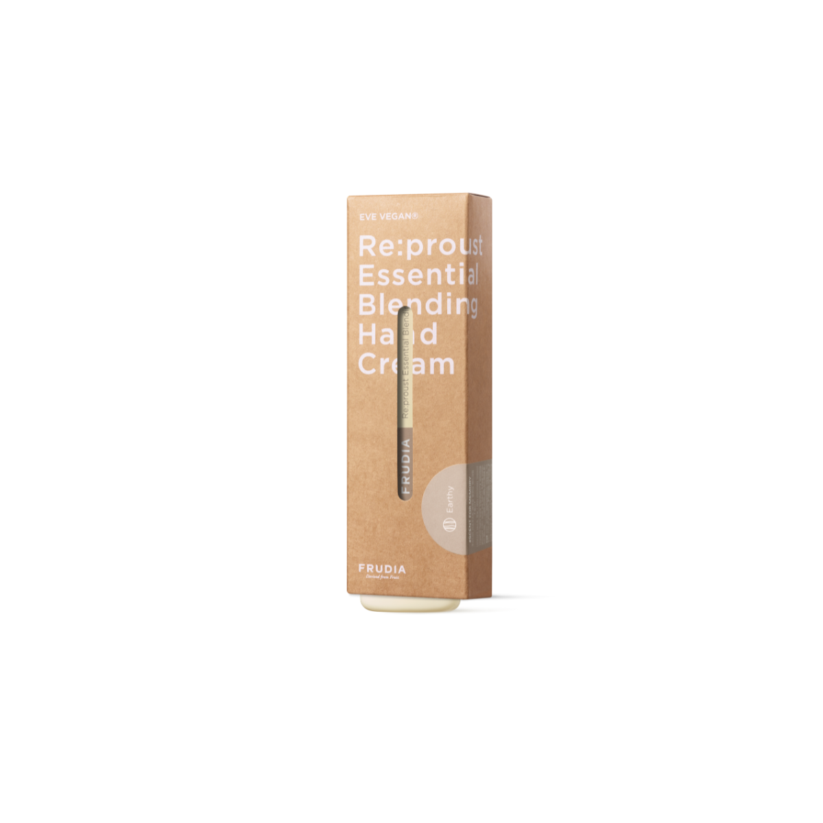 Frudia Re:proust Essential Blending Hand Cream in earthy scent, 50g tube with natural, creamy texture.