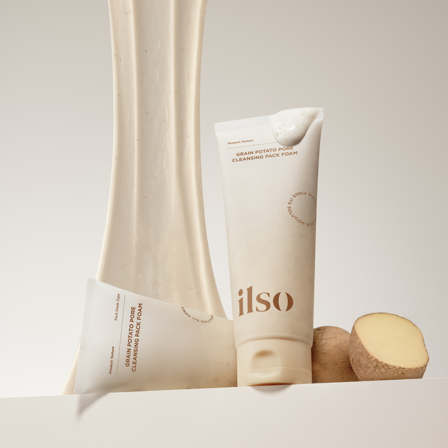 ILSO Grain Potato Pore Cleansing Pack Foam 150ml gel and foam cleanser with natural grain potato extract for deep pore cleansing.