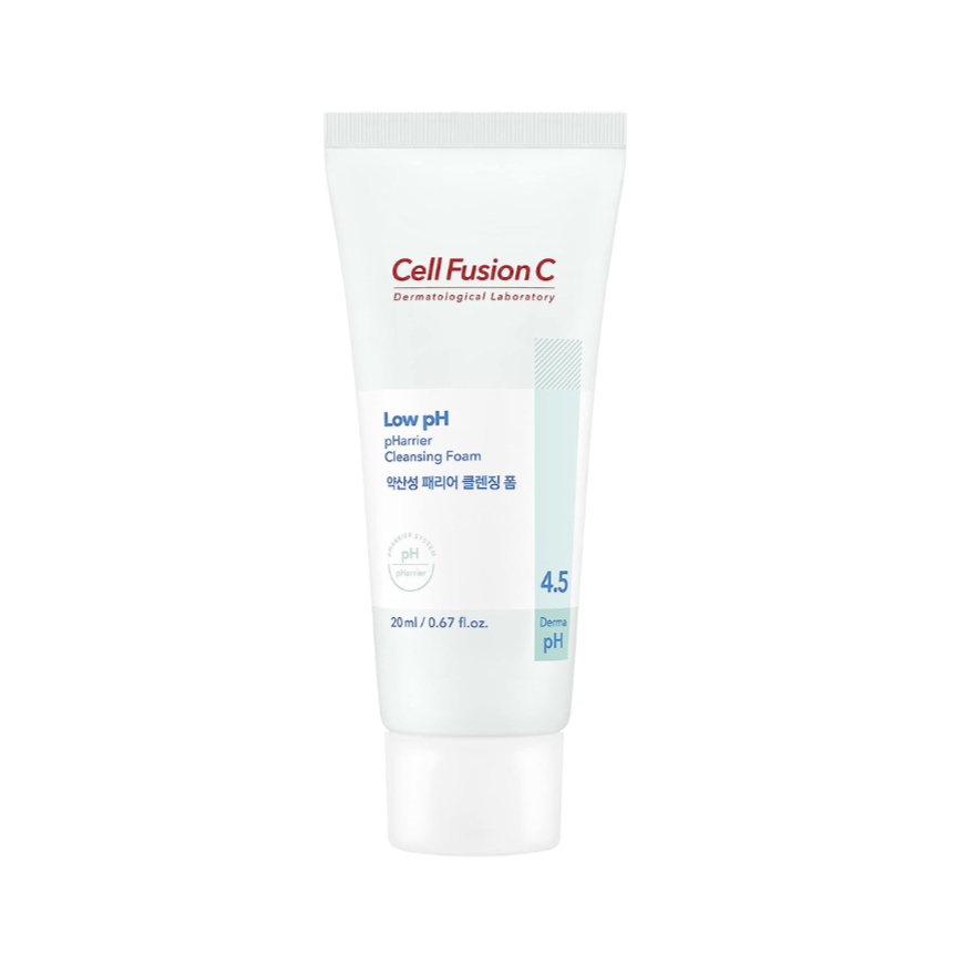Cell Fusion C Low pH pHarrier Cleansing Foam in a 165ml gel and foam cleanser bottle, designed for gentle facial cleansing.