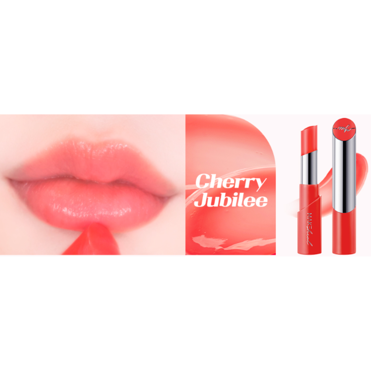 MAKEheal Collagen Tint Lip Glow lip tint applied on lips, showcasing a natural, glossy finish with subtle color.