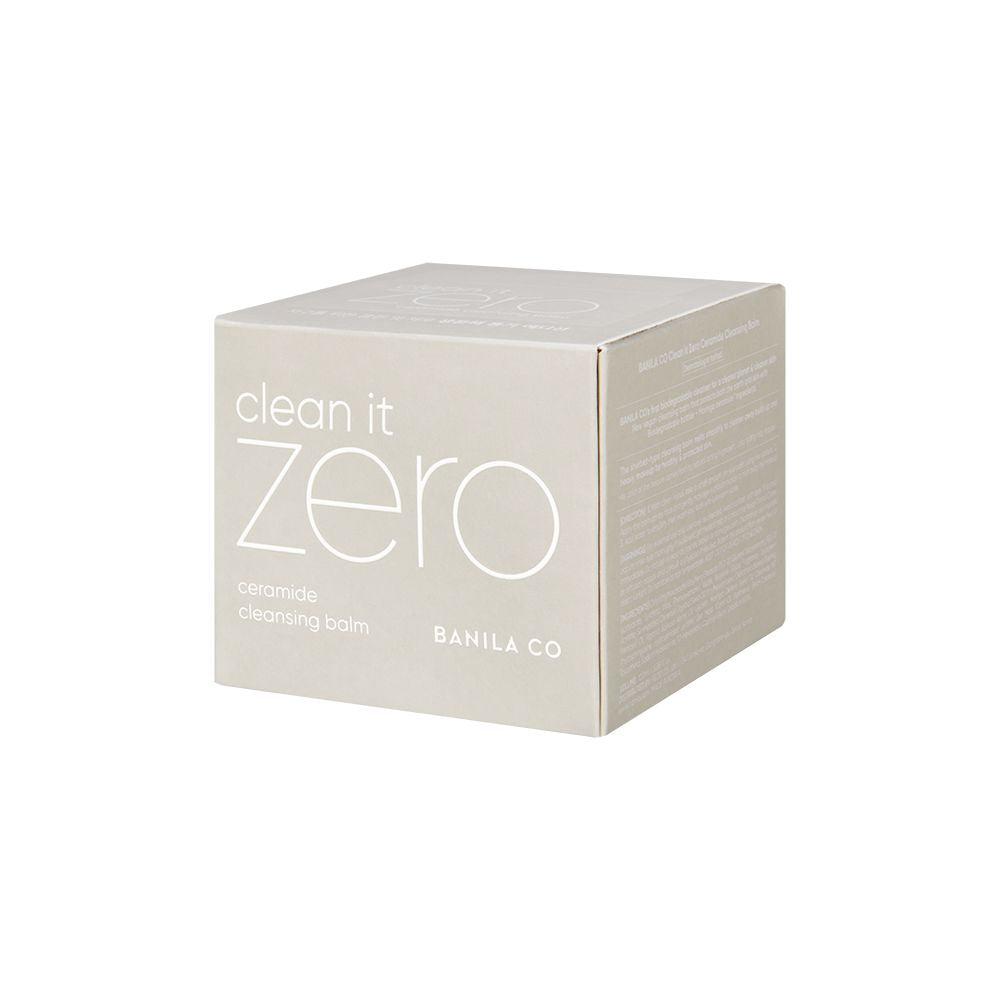 Banila Co Clean It Zero Ceramide Cleansing Balm in a 100ml jar, featuring a smooth, white balm texture for gentle facial cleansing.