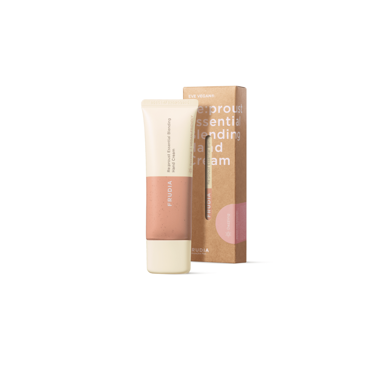 Frudia Re:proust Essential Blending Hand Cream Dazzling 50g jar with a sleek design and label, showcasing hydration and skincare benefits