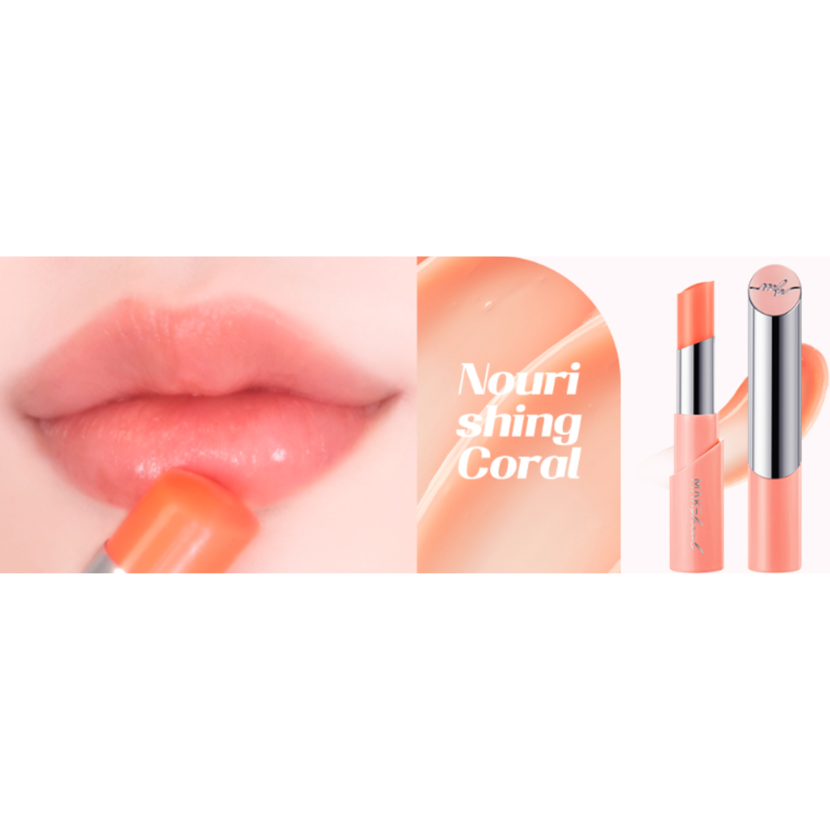 MAKEheal Collagen Tint Lip Glow lip tint applied on lips showing a natural, subtle pink shine with a smooth finish.