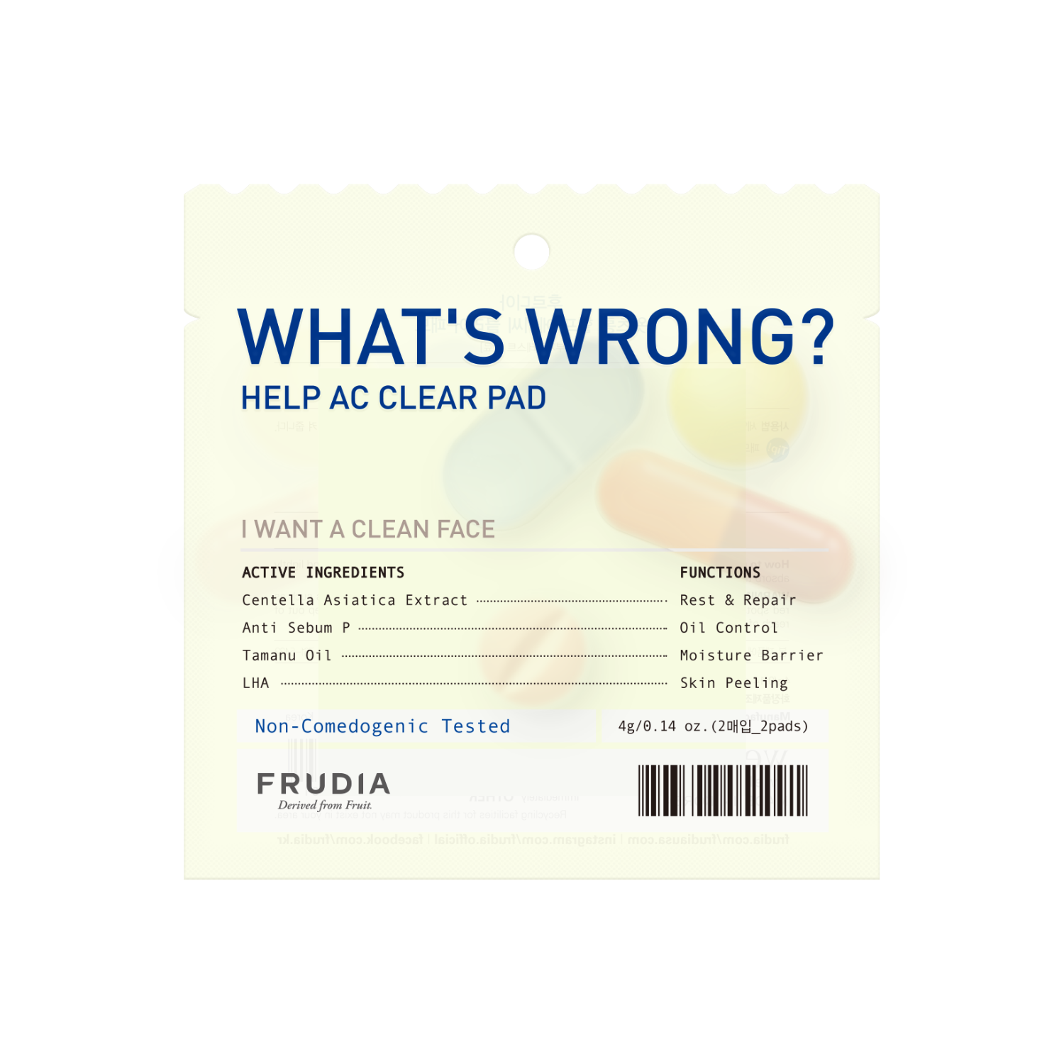 Frudia What's Wrong Help Ac Clear Toner Pad, a skincare product for deep cleansing and balancing skin.