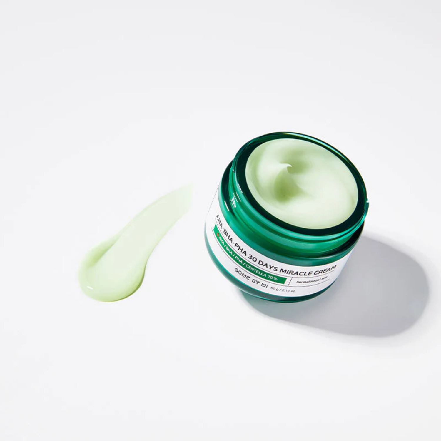 Some By Mi AHA BHA PHA 30 Days Miracle Cream, 60g face moisturizer with soothing and exfoliating ingredients, suitable for daily use.
